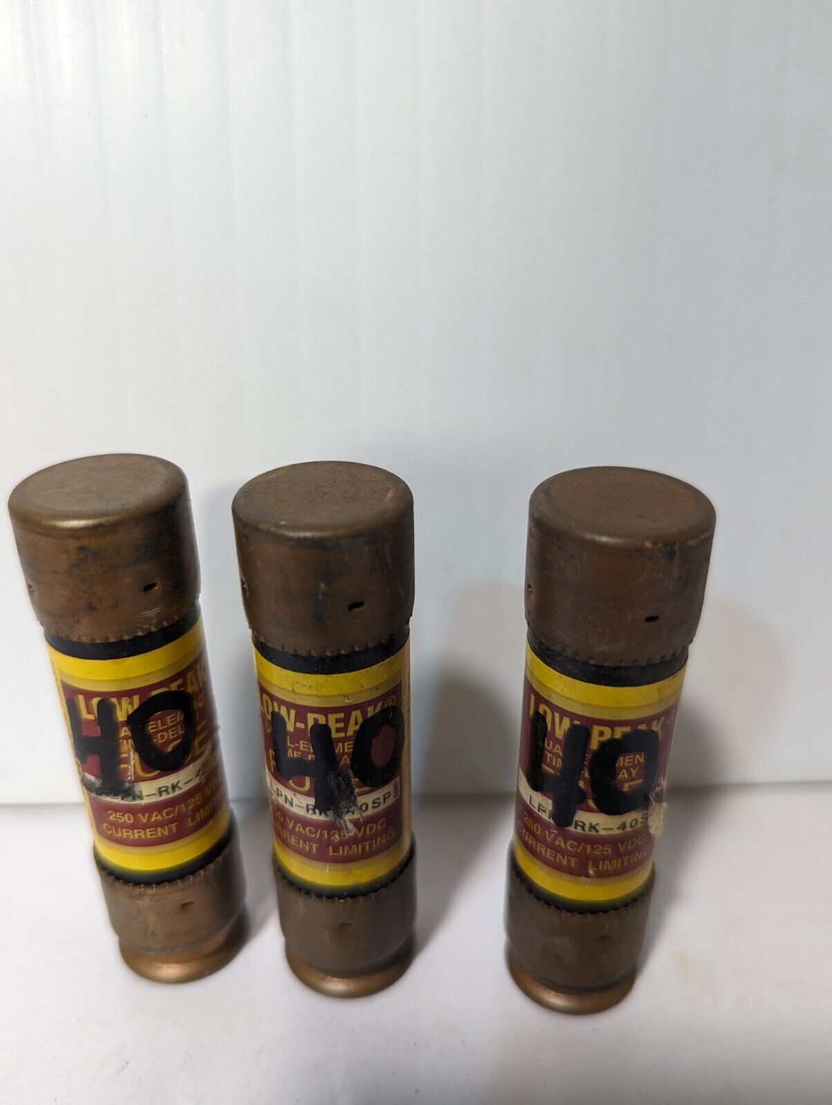 Lot of 3 Bussmann LPN-RK-40SP fuses, 40A, 250VAC/125VDC, low peak