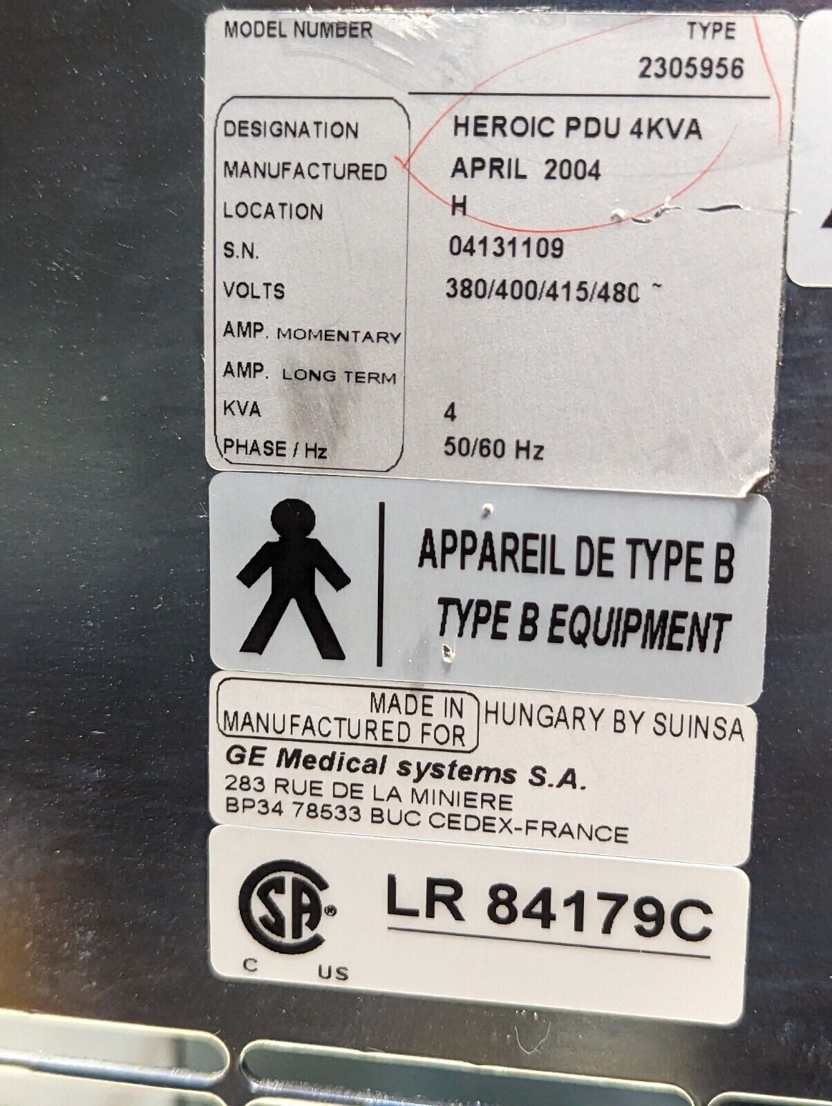 GE 2305956 Heroic PDU 4KVA