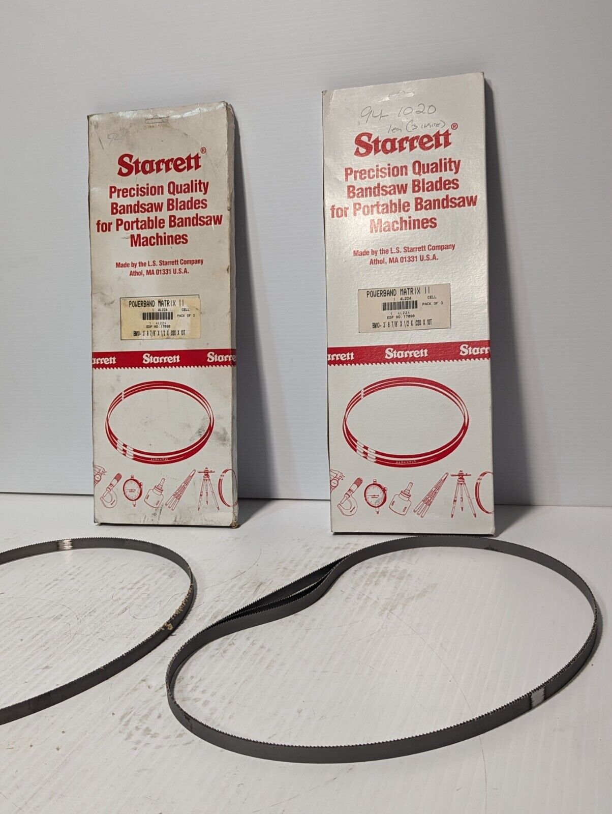 2 boxes of Starrett 4L224, EDP 17090, BM10-3' 8 7/8"x1/2x.02x10T Bandsaw Blades