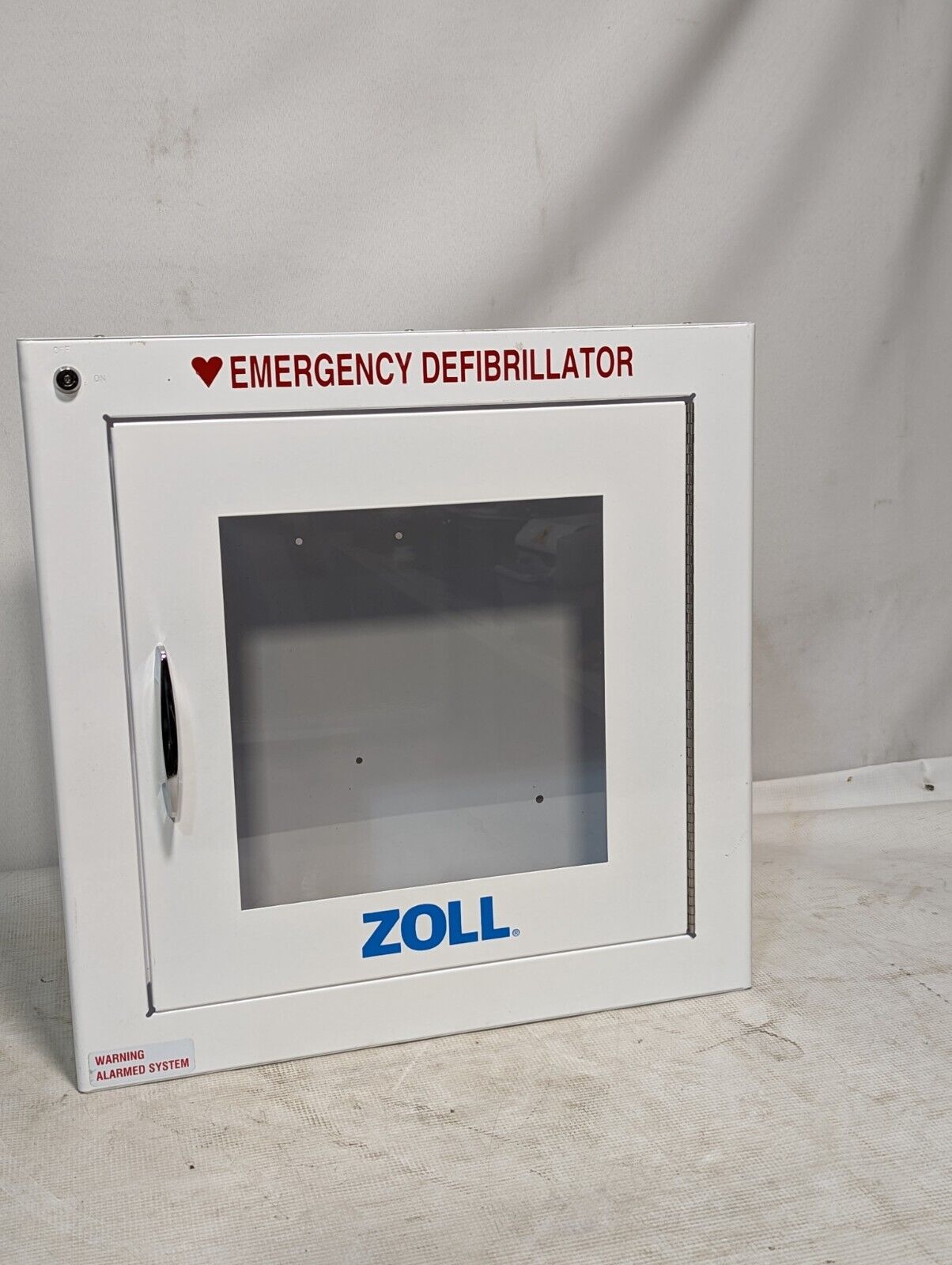 Zoll Emergency Defibrillator metal wall cabinet, white