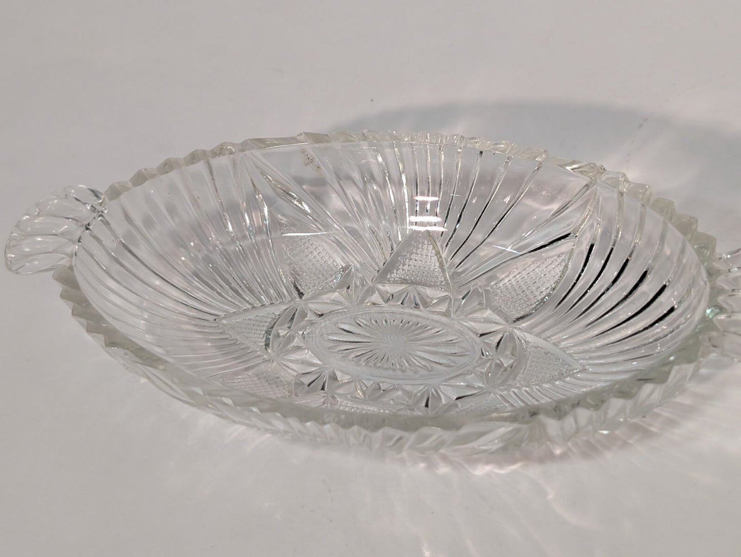 Vintage Hazel Atlas 573 Clear Glass Oval Olive Dish Relish Pattern with Handles