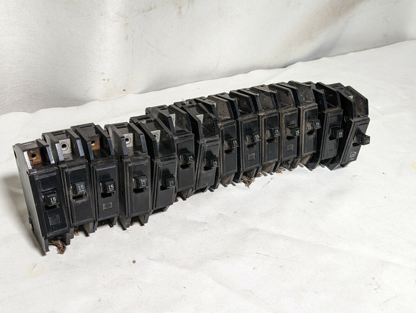 Lot of 14 Westinghouse QCL1015, QC115 circuit breakers, 15A, 1 pole, 120/240VAC