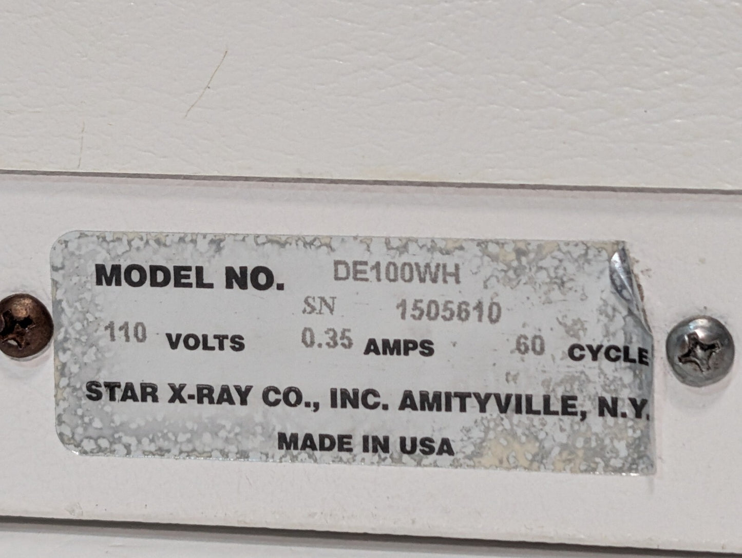 Star X-Ray DE100WH Dental X-Ray View Light Box 110V 0.35A60Hz Made In USA