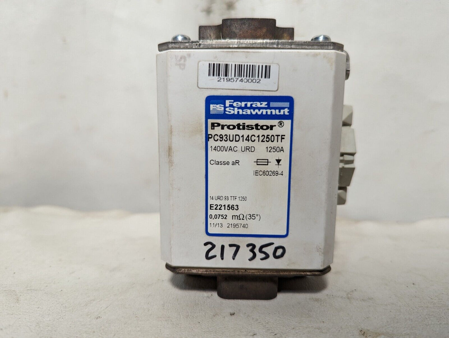Ferraz Shawmut PC93UD14C1250TF fuse, Protistor, 1400VAC, URD, 1250A, E221563