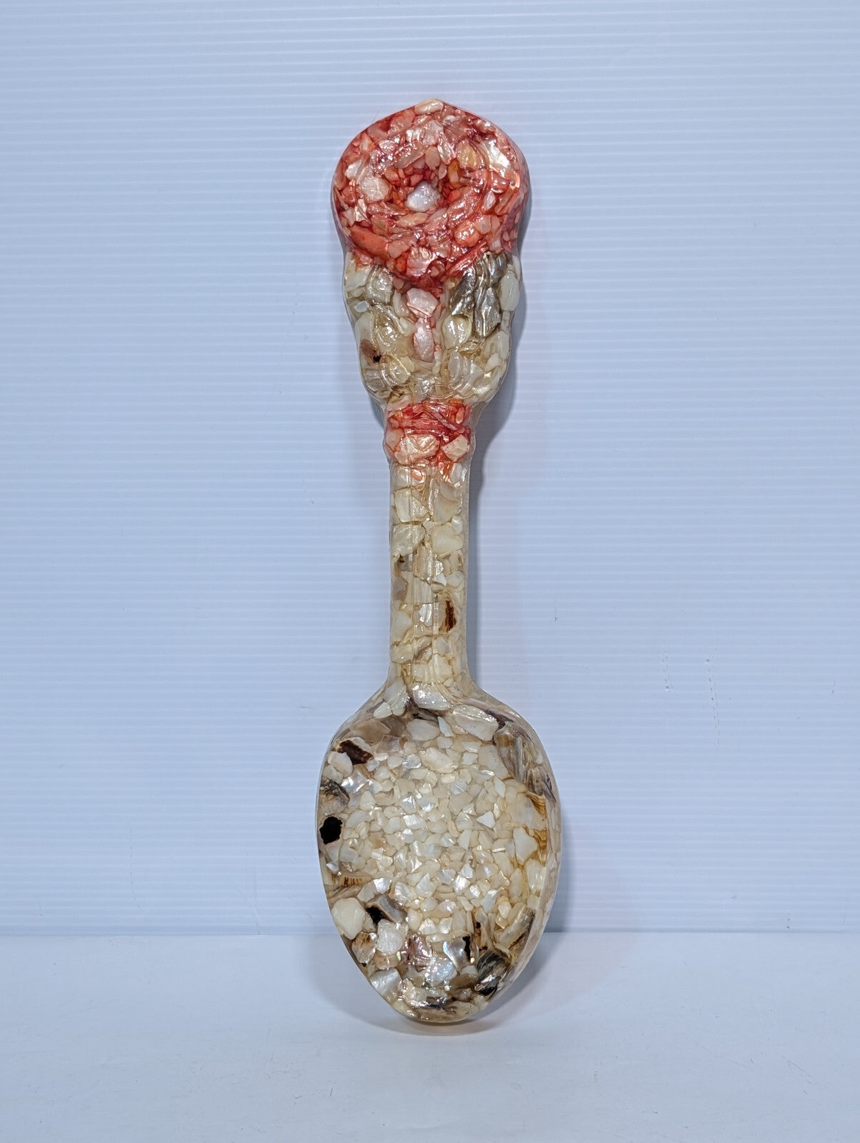 Vintage Set Fork Spoon Wall Hanging Epoxy Shell Mother of Pearl Resin Art 15.5"
