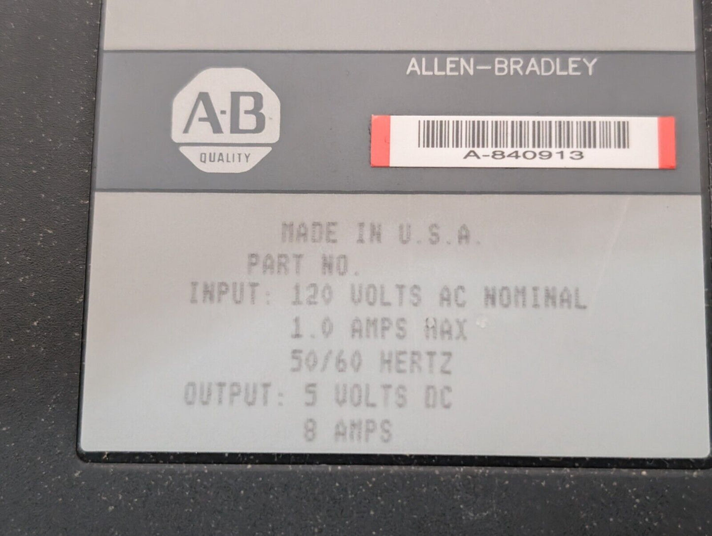 Allen Bradley 1771-P4R\B Redundant AC Power Supply Module, Series B - Free Ship
