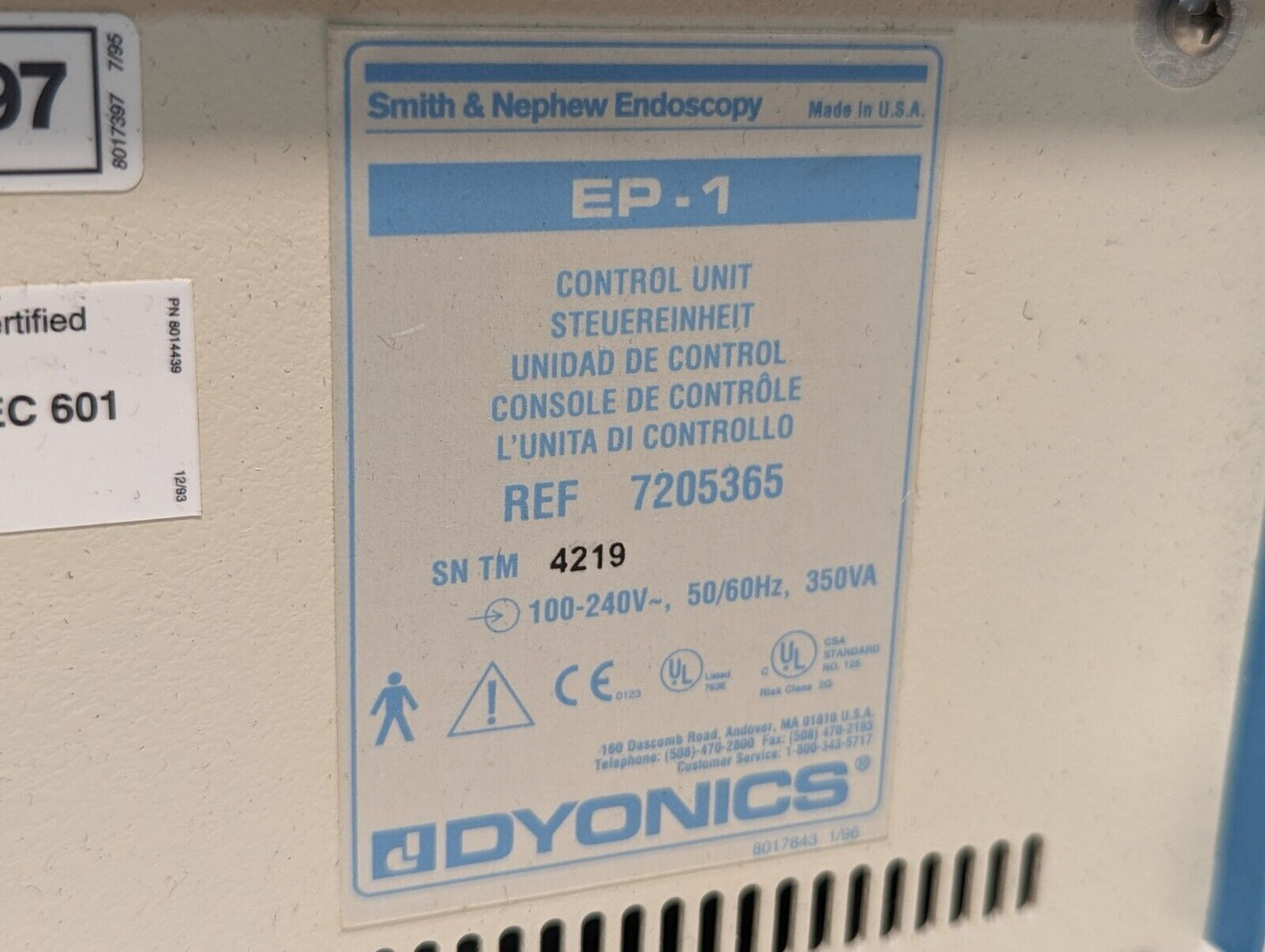 Smith and Nephew 7205365 EP-1 Dyonics System Control Unit - Free Shipping