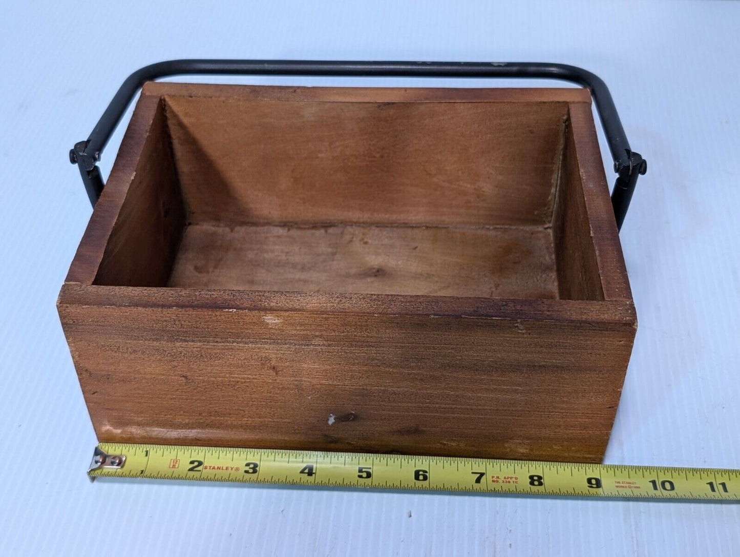 Vintage Wooden Work Mens Tool Box, Carrier with Iron Handles - Free Shipping