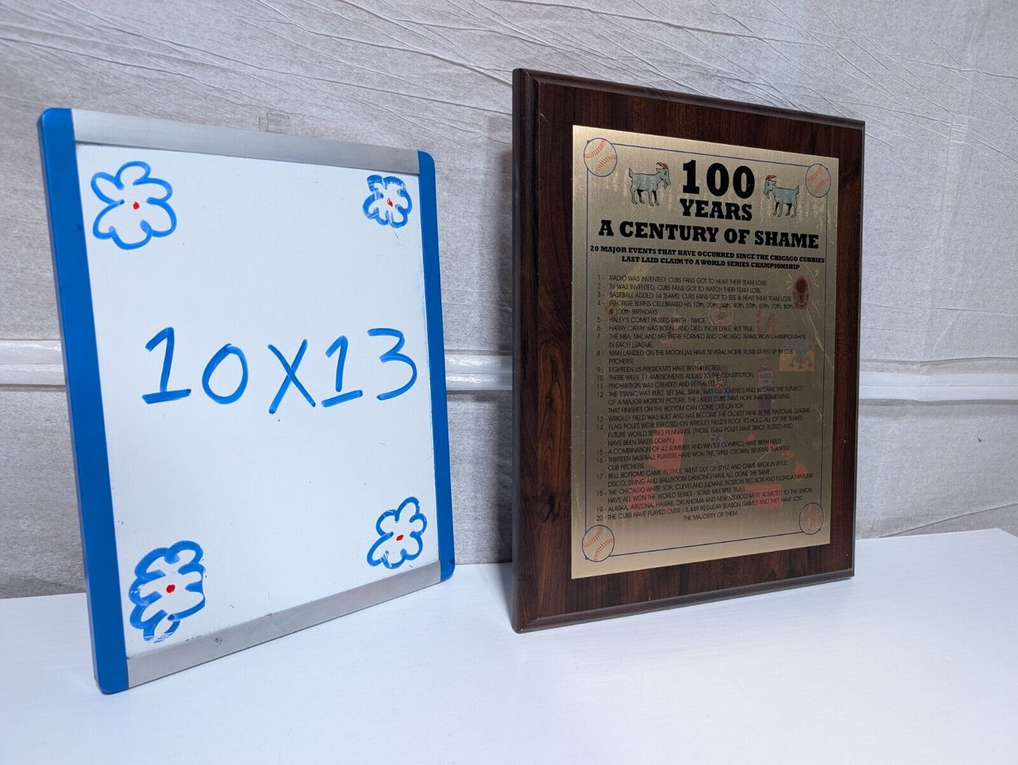 Vintage Chicago Cubs 100 Years of Shame No World Series Plaque Hilarious Funny