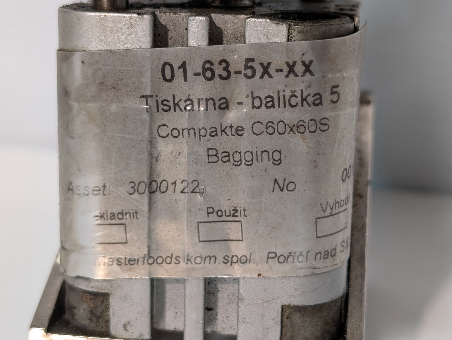 Unidentified 01-63-5x-xx Industrial Printing Machine Assembly Component