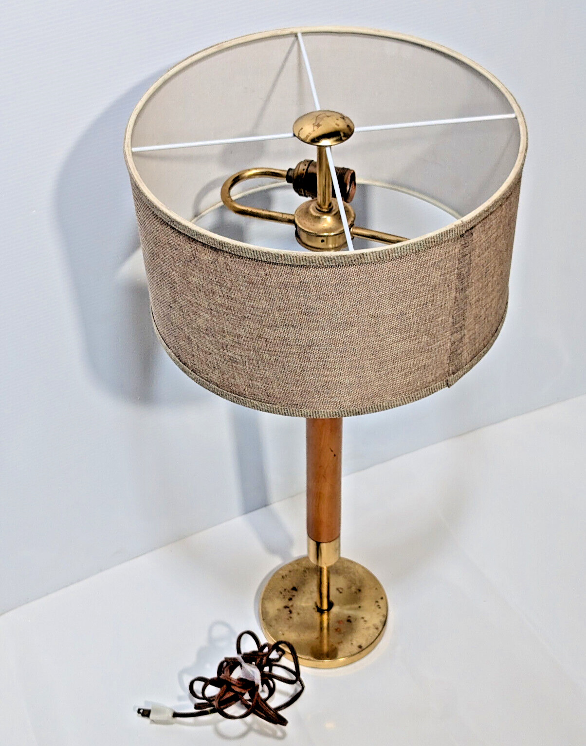 27" Vintage, Mid Century Modern, Danish Style, Wood, Teak, S Socket, Table Lamp