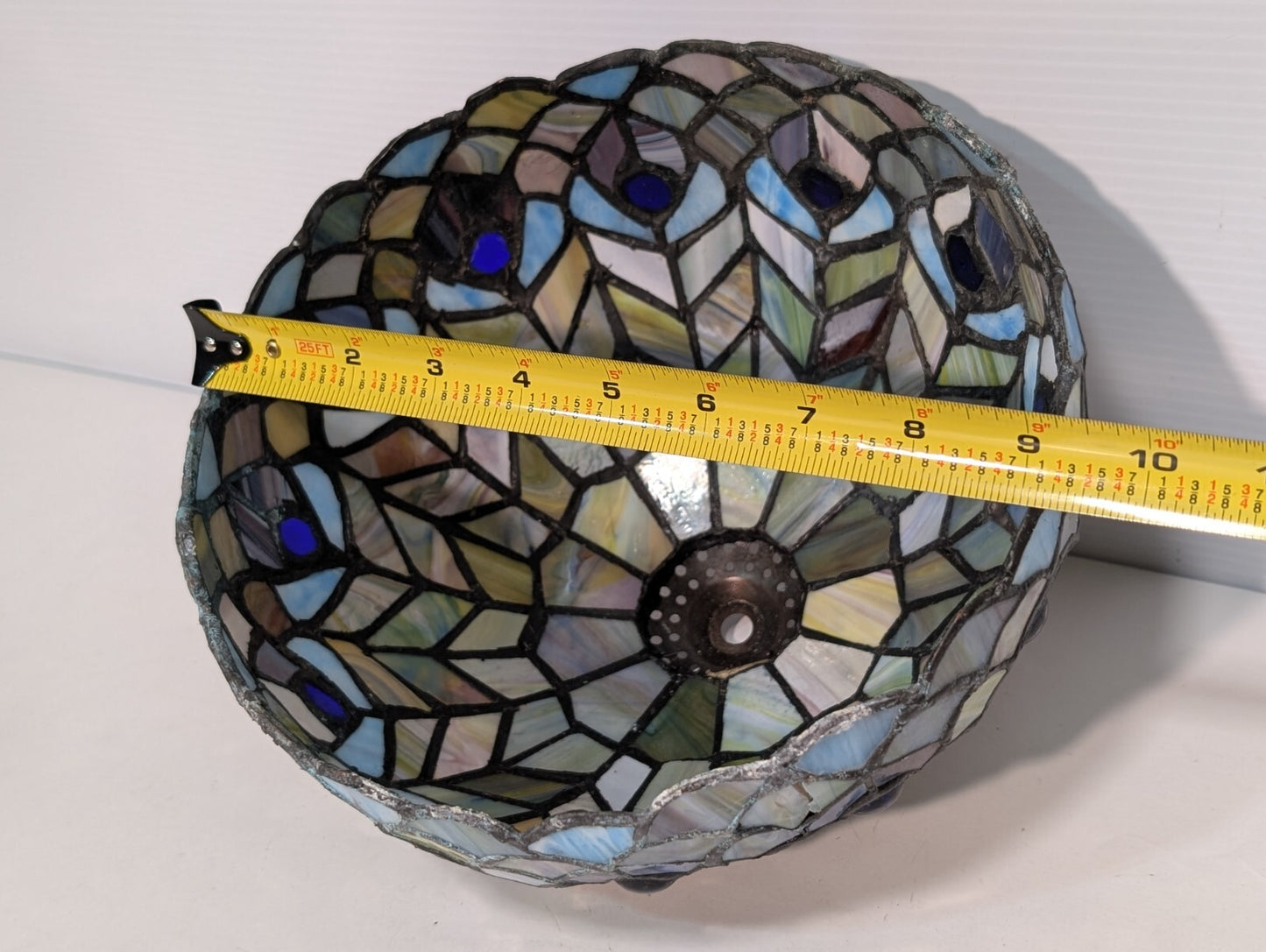 Vintage Leaded Glass Lamp Shade, 9" Wide, 6" Tall, Beautiful Piece