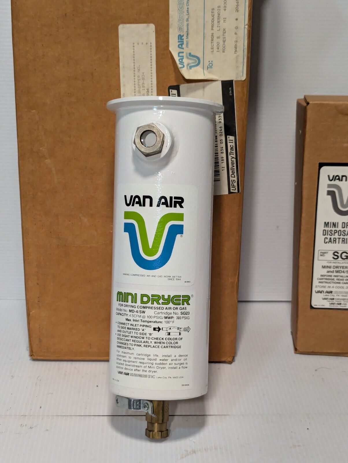 Van Air MD-4/SW Mini Dryer, SG23, for drying compressed air or gas, 4 SCFM@100PS
