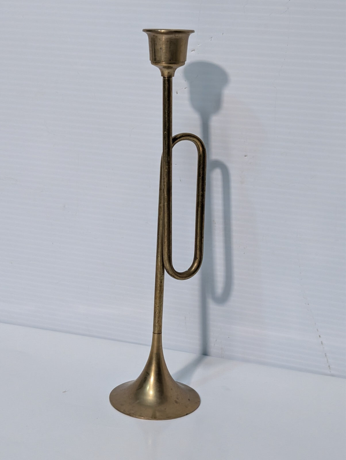 Vintage Bugle Candlestick 9" and Silver Plated Tray with Grapes, Sheffield 6"