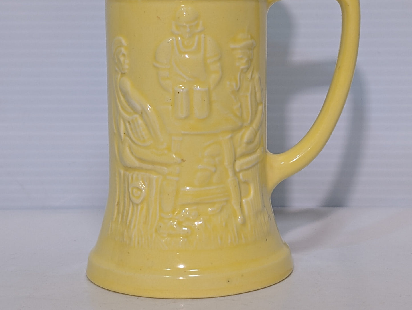 Vintage Yellow Glazed Beer Stein Coffee Mug Pub Federal Milk Glass