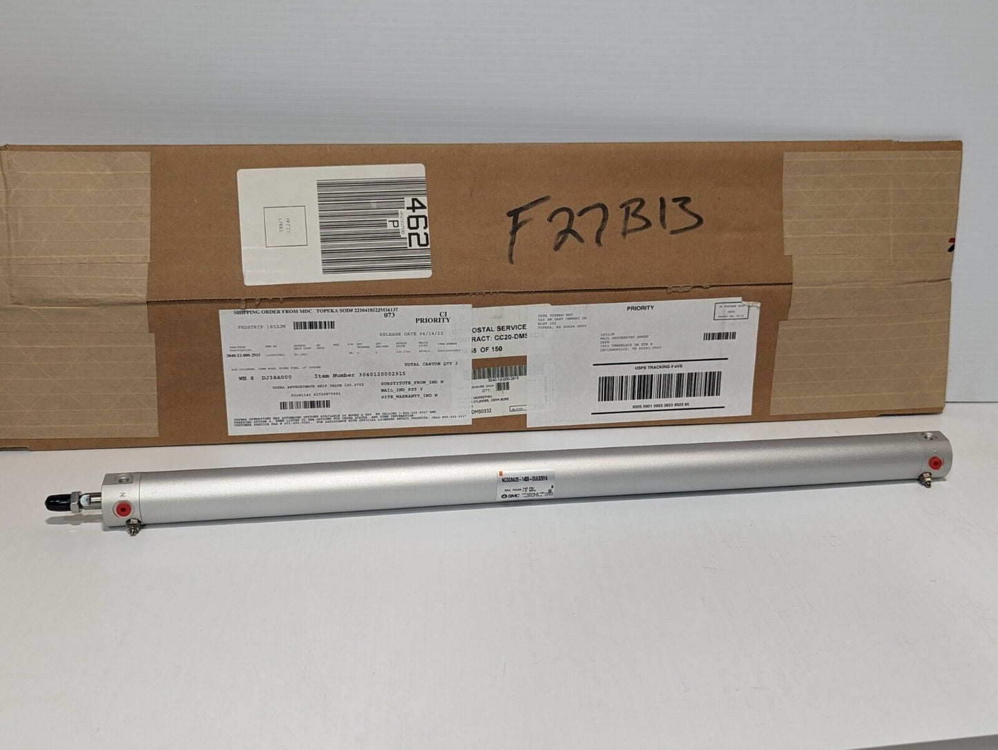 SMC NCDGBA25-1400-DUL02614 Max. Press. 145PSI Air Cylinder - Free Shipping