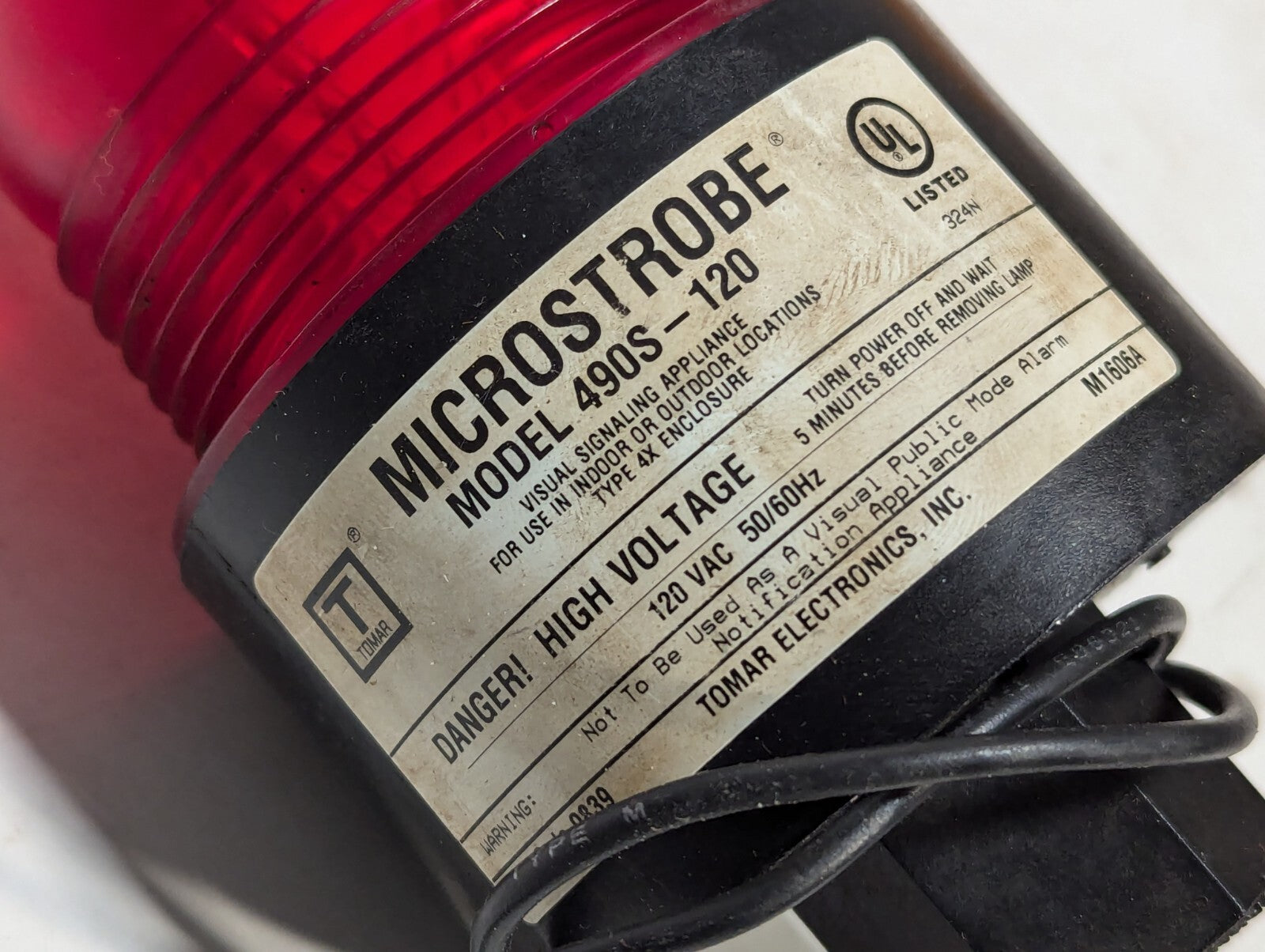Tomar Electronics 490S Microstrobe Signal Light 120VAC Red, 1280VAC Amber