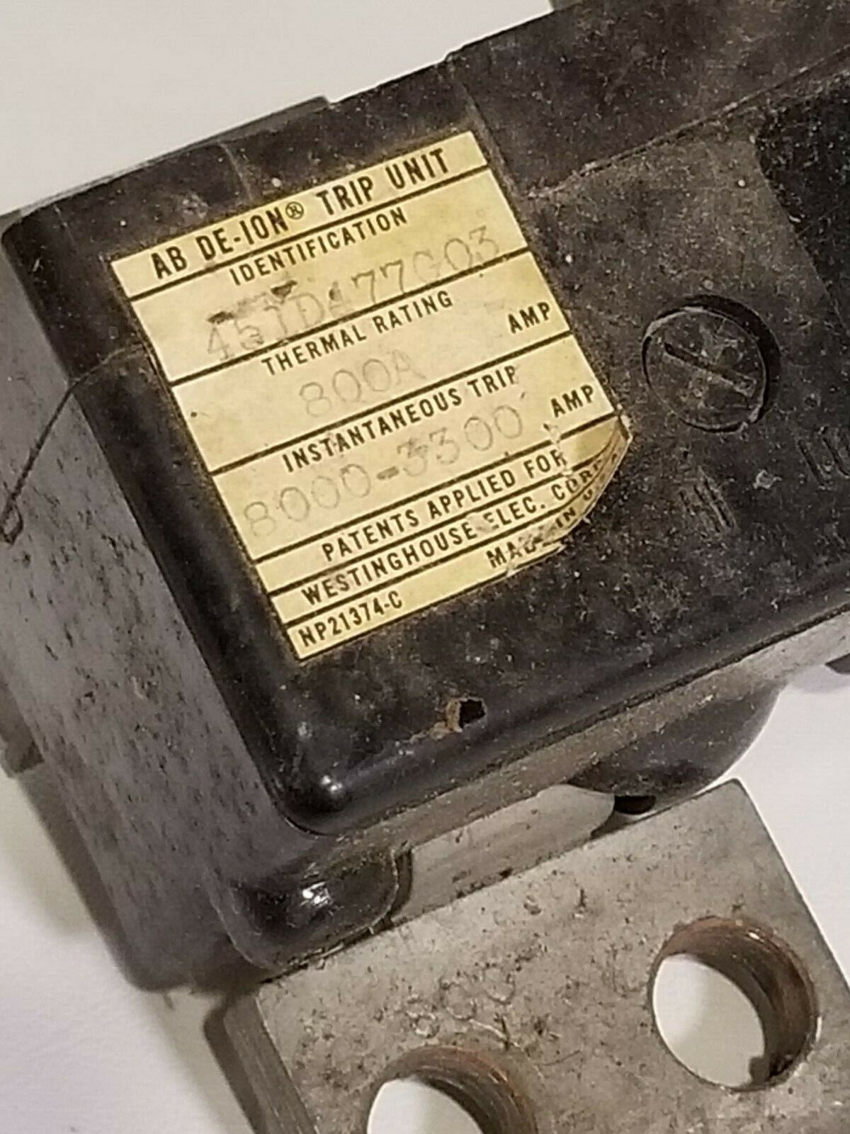 Westinghouse 800 Amp AB Trip Unit, 2 pole