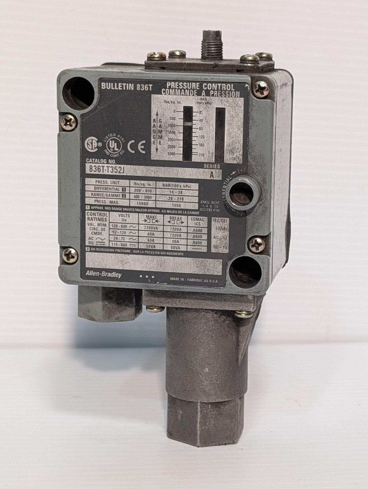 Allen Bradley 836T-T352J Pressure Control 836TT352J Ser A
