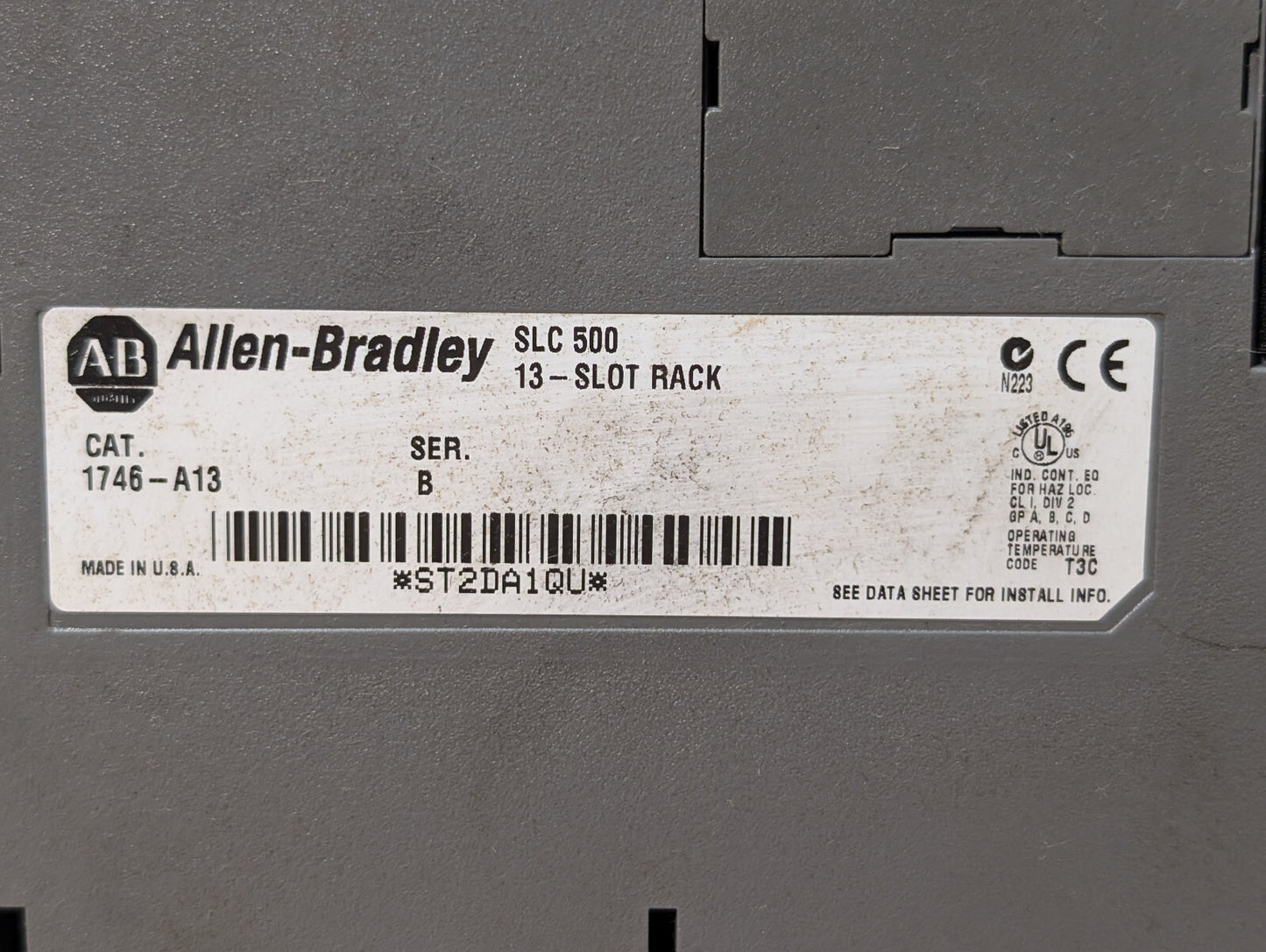 Allen Bradley 1746-A13 Chassis Rack, SLC500, 13-Slot; 1746-P2 SER C Power Supply