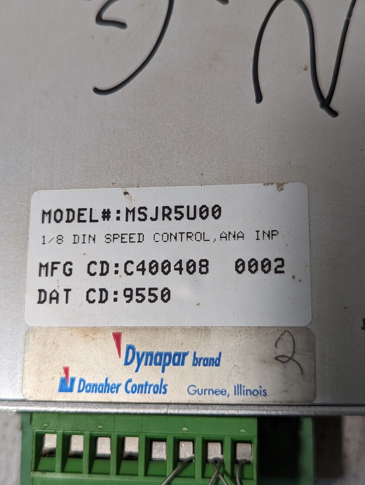 Dynapar MSJR5U00 Speed Control, 1/8 DIN, 85-265vac, 50/60 Hz
