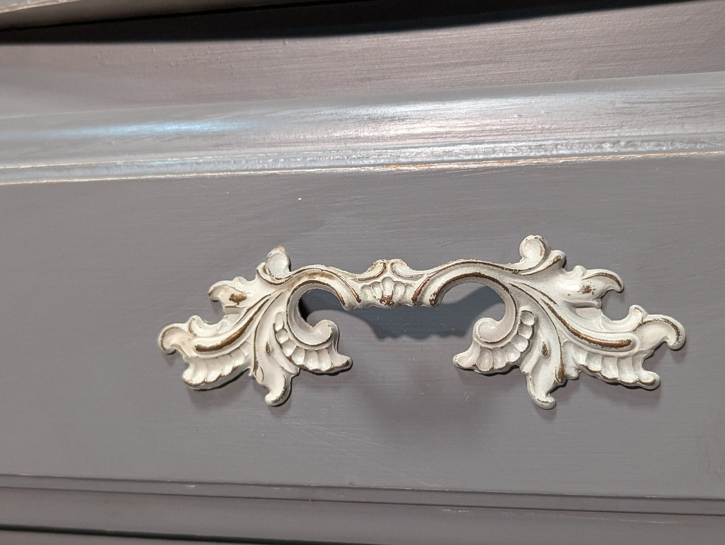 Vintage Country Cottage French Provencial Shabby Chic Night Stand Gray Cabinet