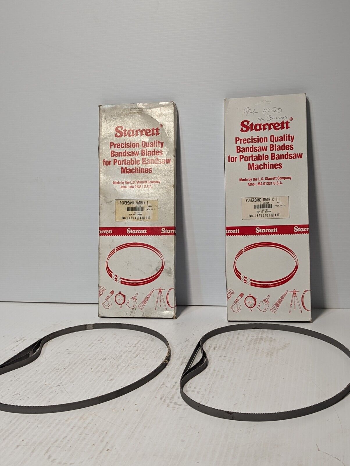2 boxes of Starrett 4L224, EDP 17090, BM10-3' 8 7/8"x1/2x.02x10T Bandsaw Blades
