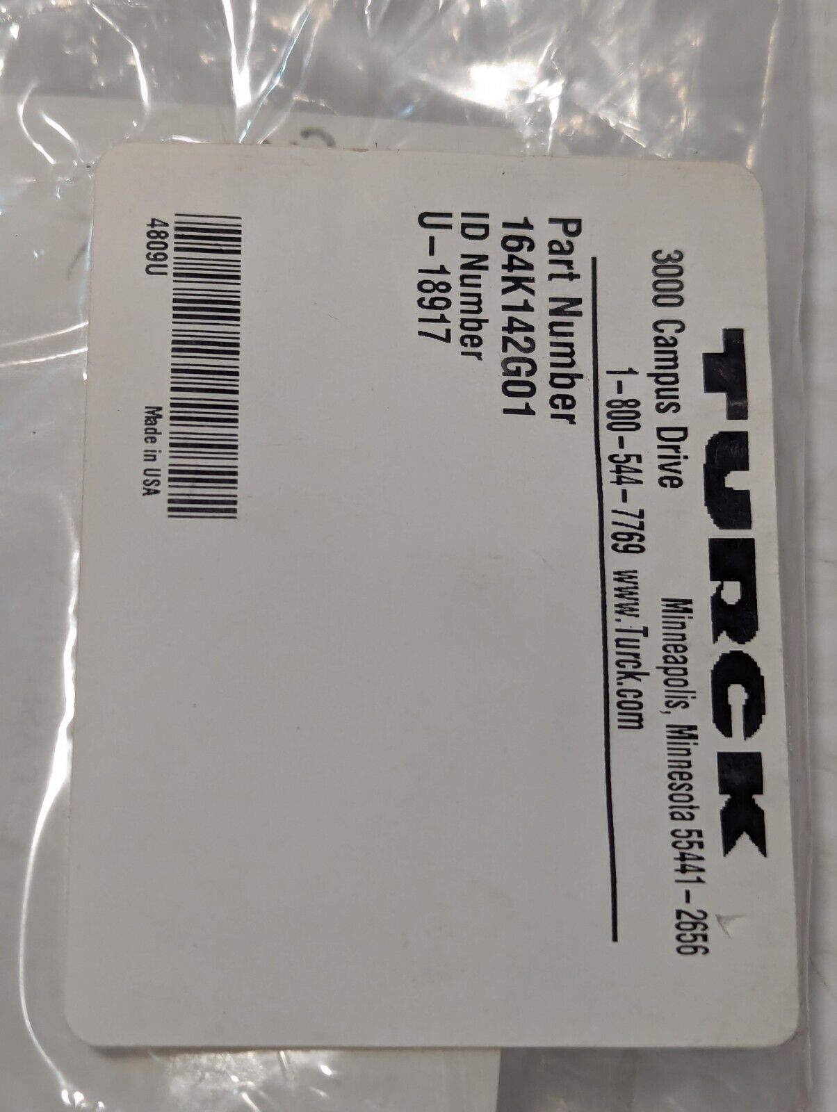 Turck U-18917, 164K14G01 cable assembly, W341 L4000 E-Stop 9 - Free Shipping