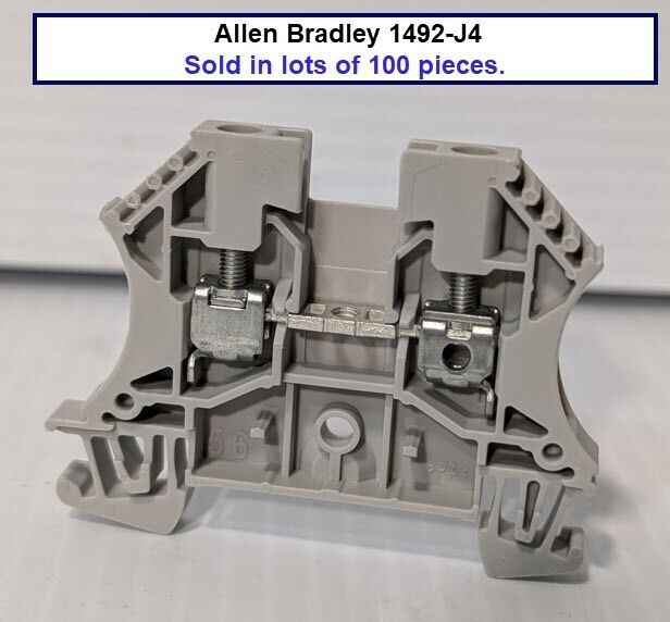 100 PCS Allen Bradley 1492-J4 Feed-Through Terminal Block, 4 mm - Free Shipping
