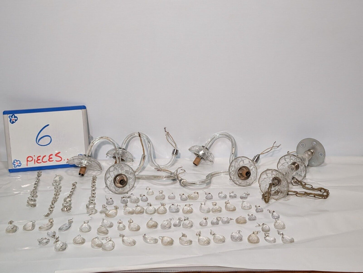 Vintage Crystal Chandelier, Disassembled