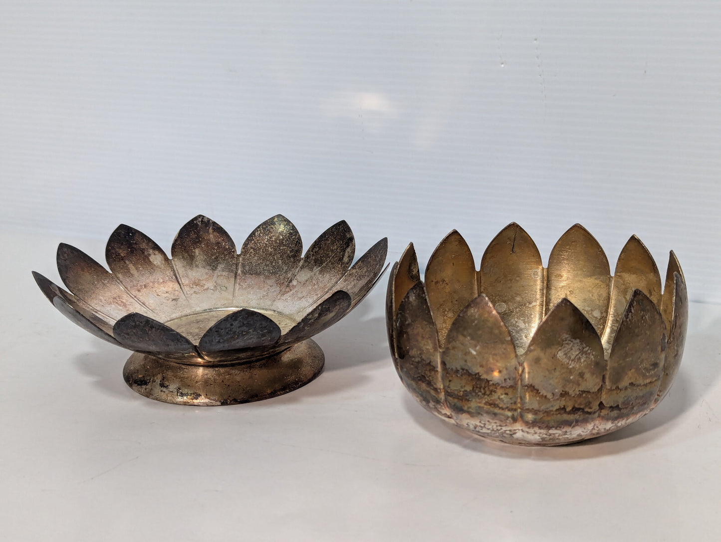 Vintage Brass Lotus Candle Holder Cone Incense Burner Dish Nested Removable Part