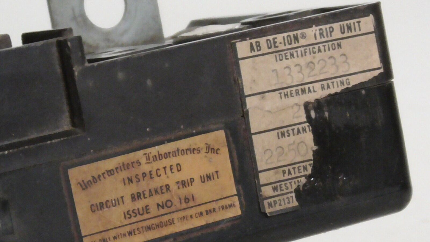 Westinghouse AB De-Ion Trip Unit 2 pole 225A NP2137, identification 1332233