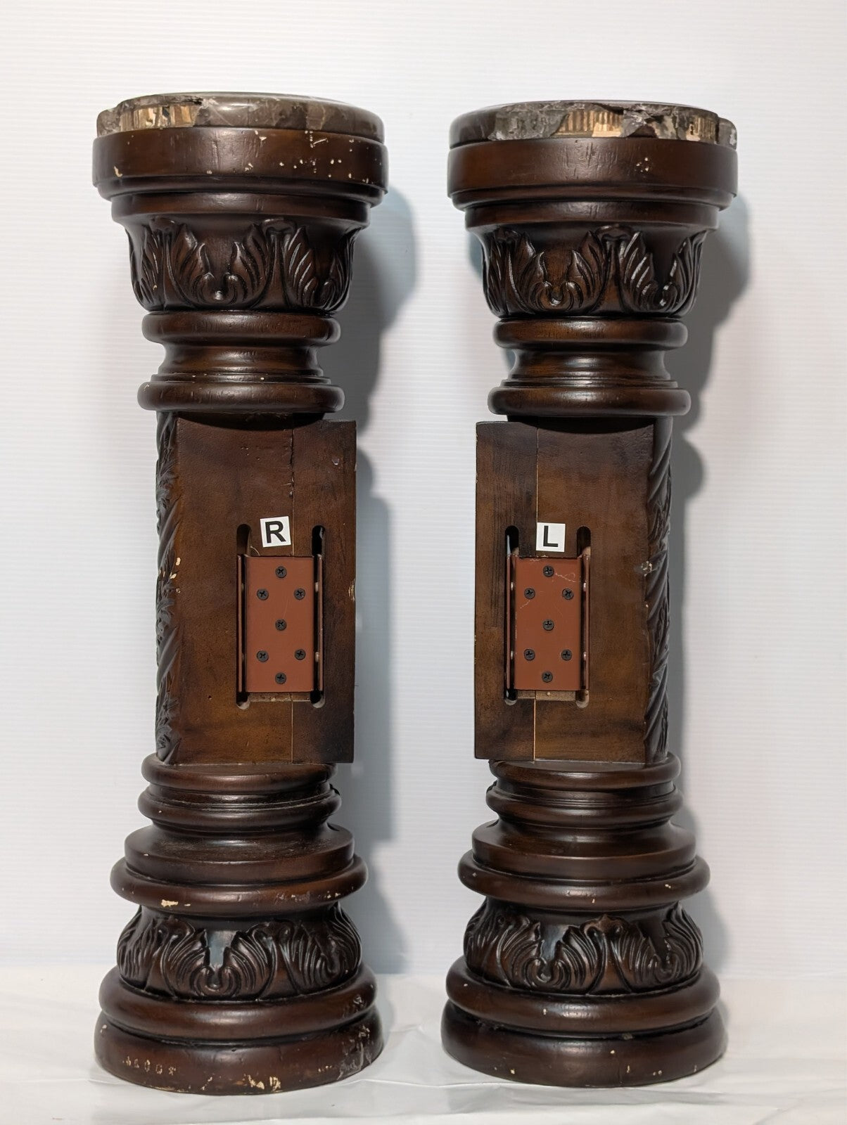 Vintage Pair of Carved Victorian Pedestals and Plant Stands