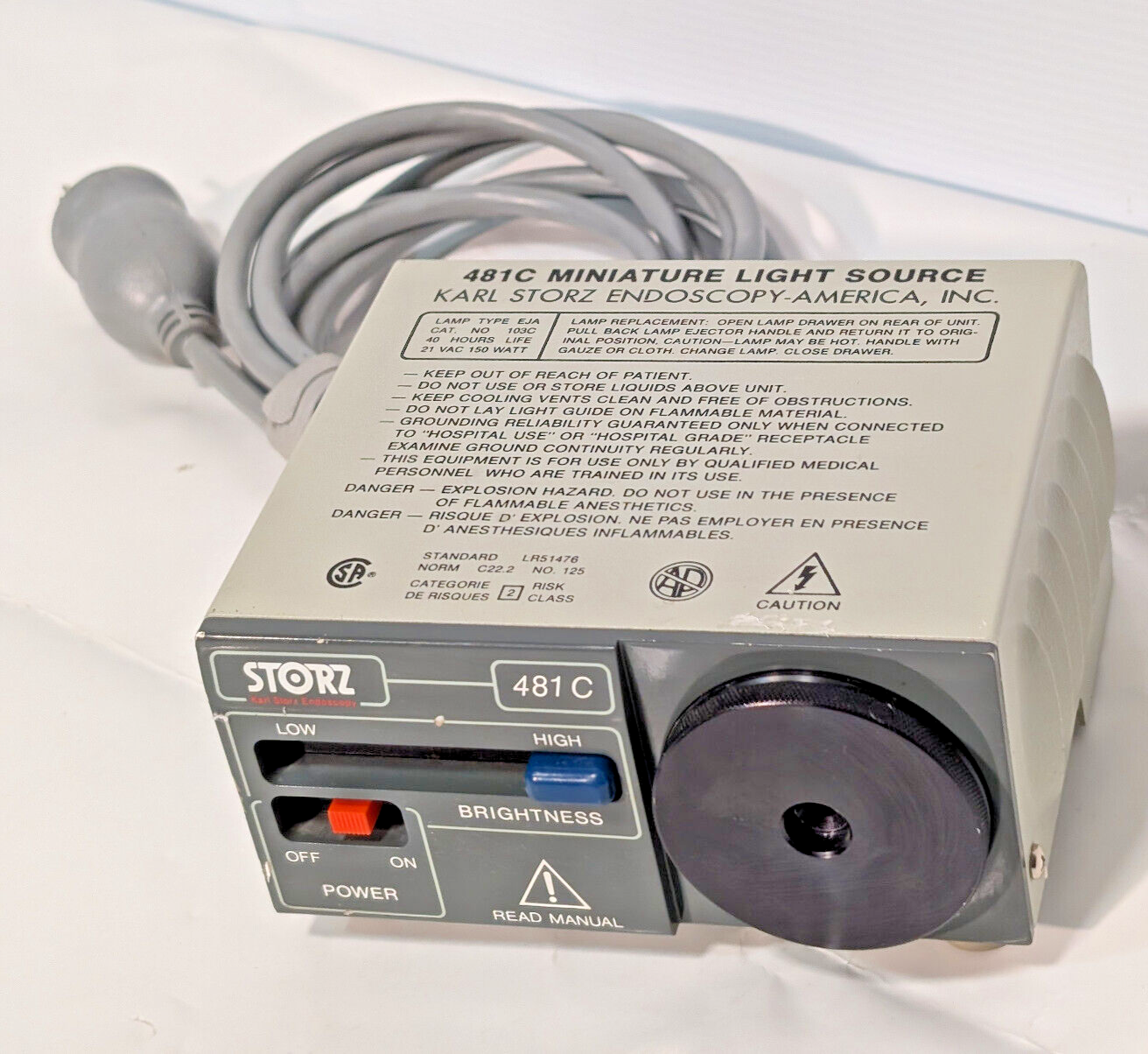 Storz 481C Miniature Lightsource, Endoscopy, 117 VAC, 50/60 Hz, Made in USA