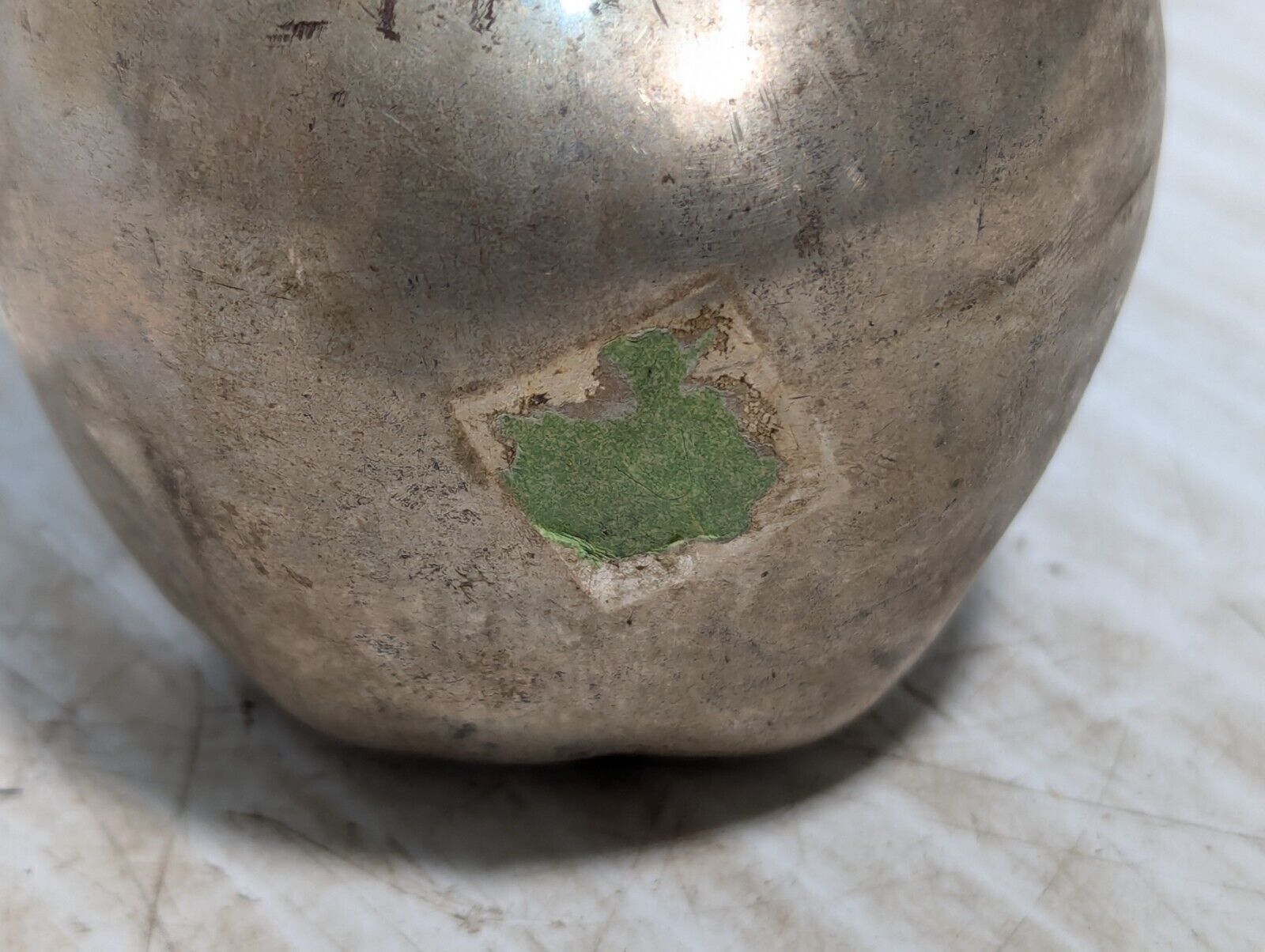 Stunning Hammered Silver Apple, Purple Ribbon, Home Decor - Free Shipping