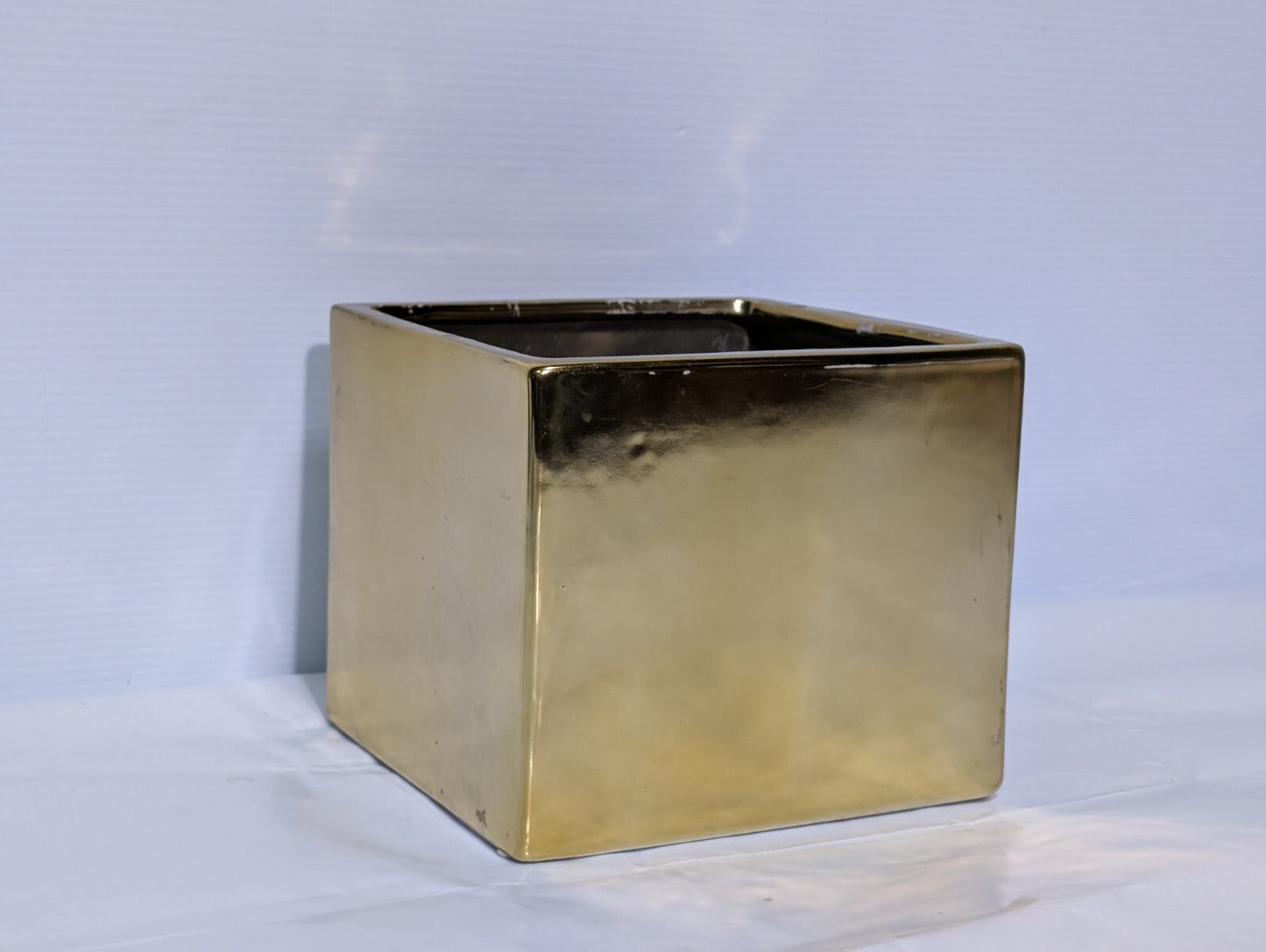 UCI Handcrafted Square Planter, Gold, 7.5" Wide x 7.5" Deep x 6.5" Tall