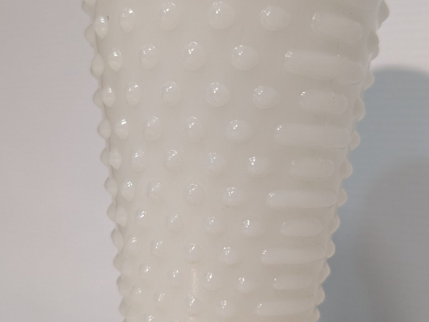 Vintage Anchor Hocking Milk Glass Hobnail Trumpet Vase Ruffled Scalloped Rim