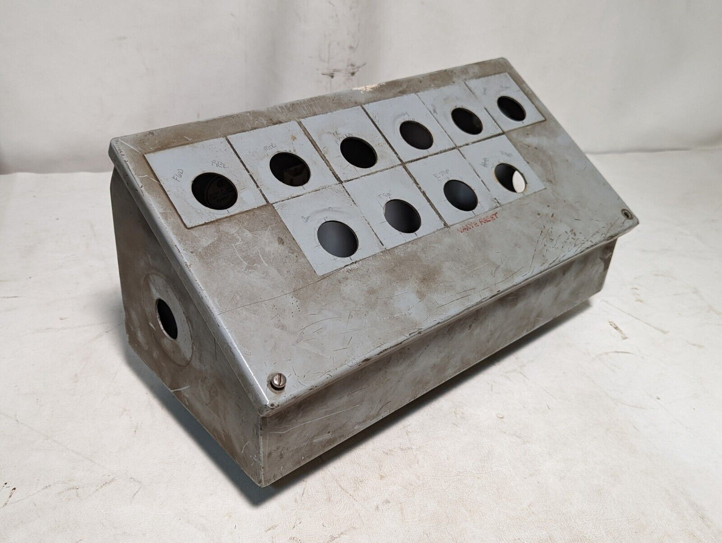 Hoffman C-8C16 industrial control panel enclosure, 10 pushbutton holes