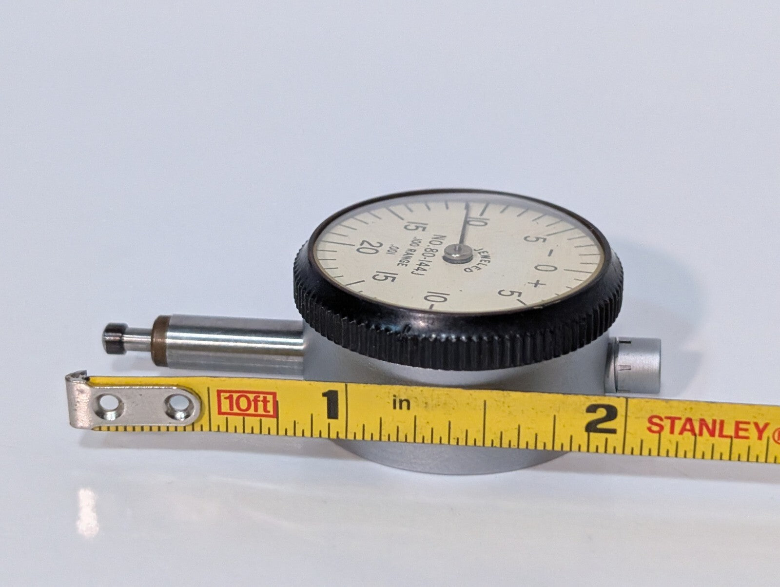 Starrett 80-144J Miniature Dial Indicator with Flat Back, 0-.100" Range: .001"