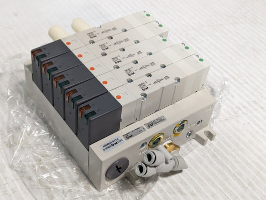 SMC VV5Q41-05-DAM01160 Manifold Assembly with  5 Solenoid Valves - Free Shipping