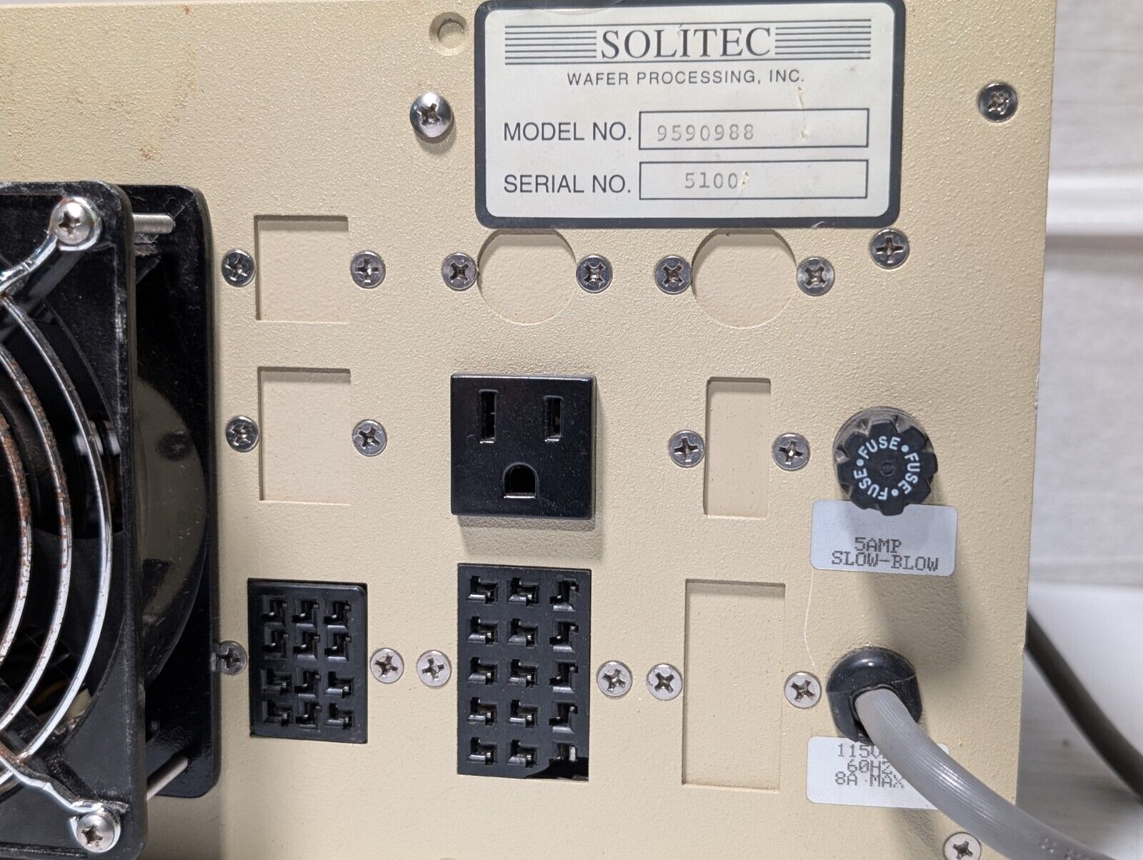 Solitec 9590988 Wafter Processing Module, 5A, 115VAC, missing two button covers