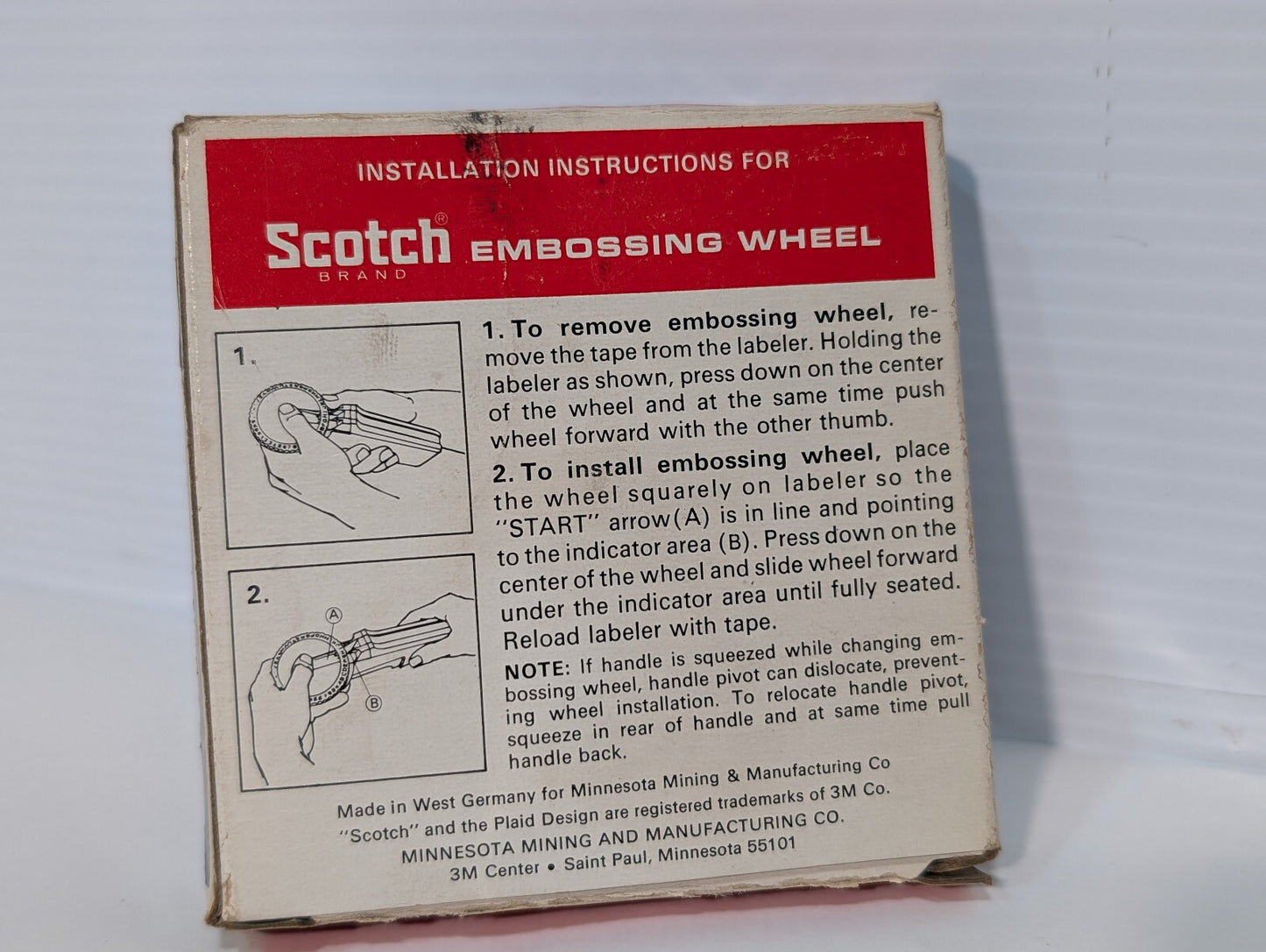 Vintage 3M Company Scotch EG-1140 Vertical Embossing Wheel, Made in West Germany