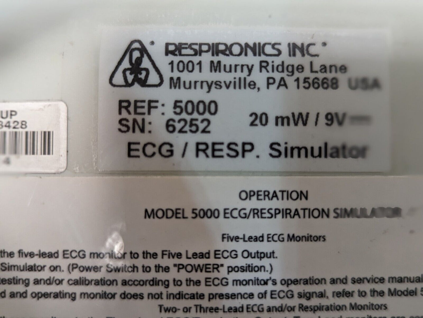Respironics 5000, HealthDyne Technologies ECG/Resp. simulator
