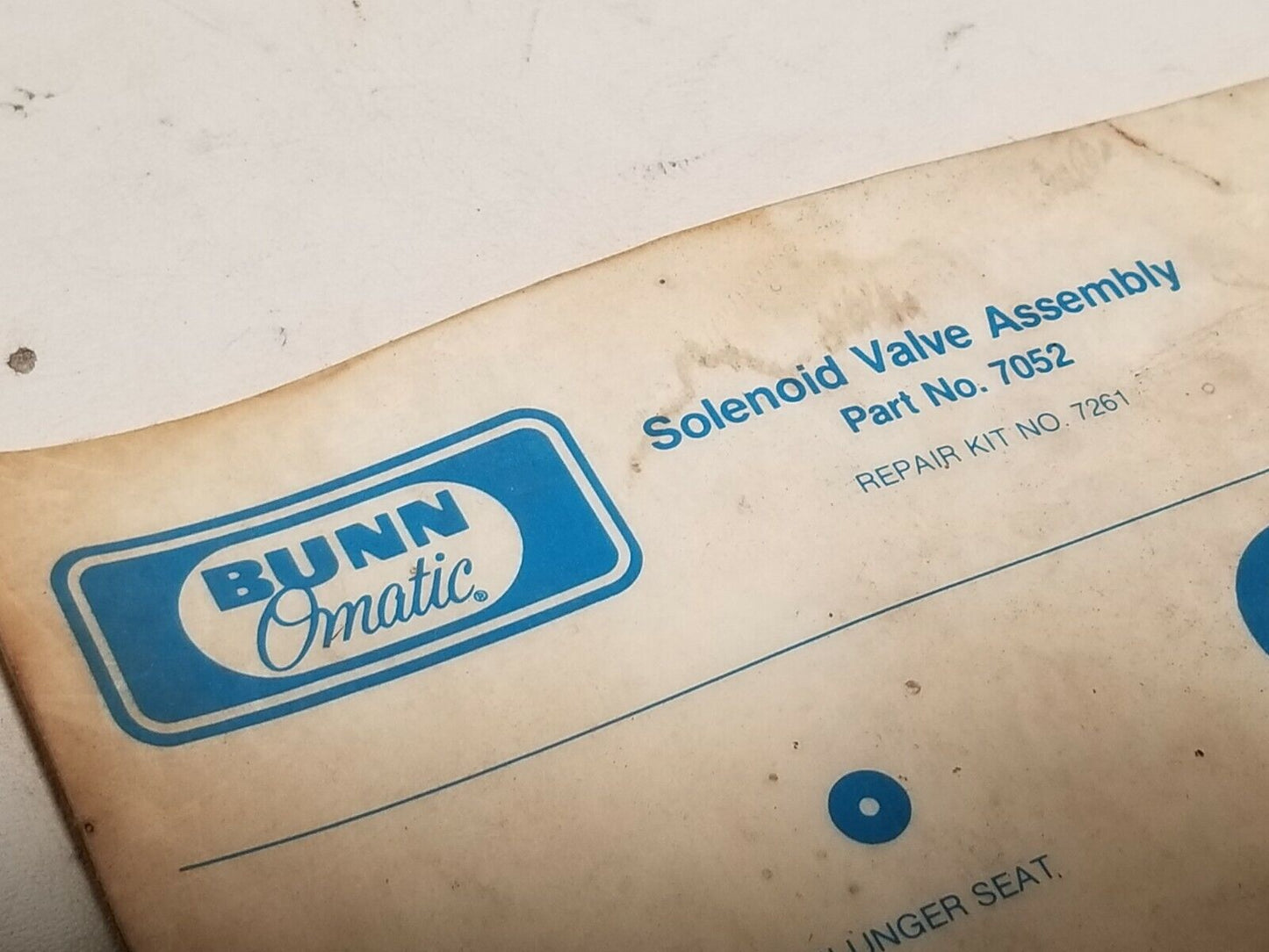 Bunn, Bunn-O-Matic solenoid valve assembly, part no. 7052