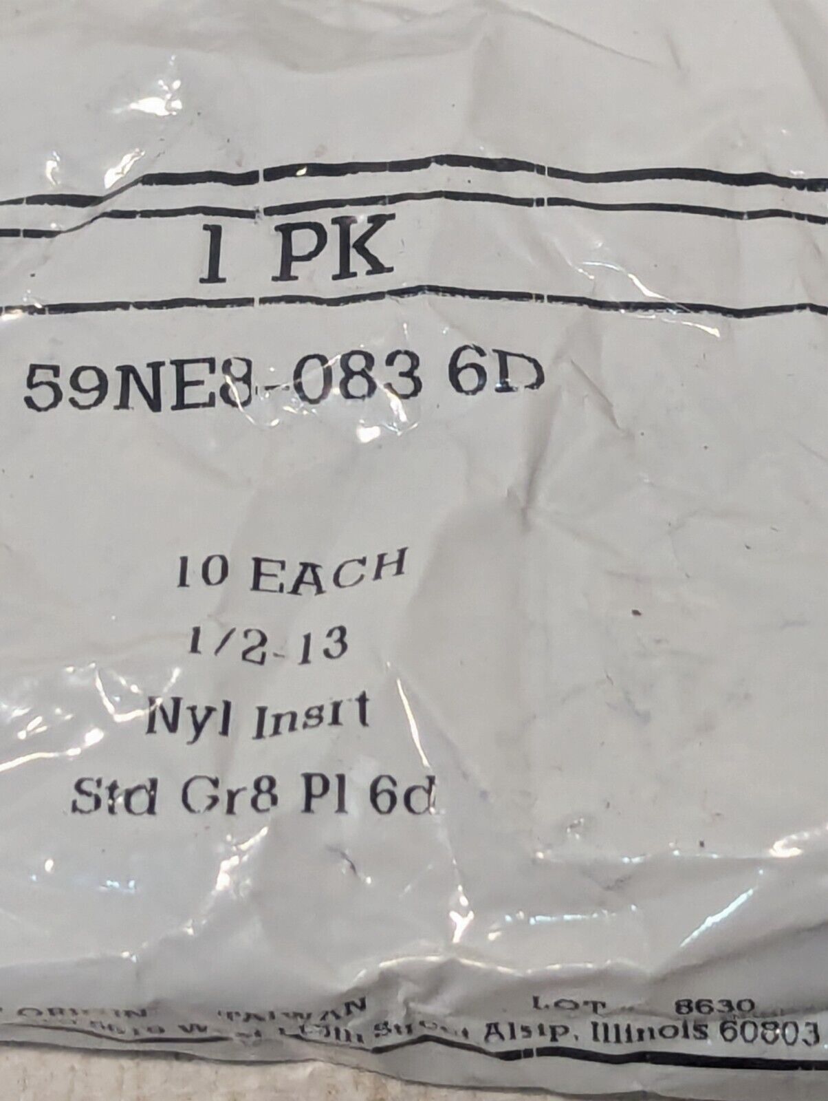 2 Bags of 10 (20) 59NE8-083 6D 1/2-13 Standard Grade 8 Hex Lock Nut - Free Ship