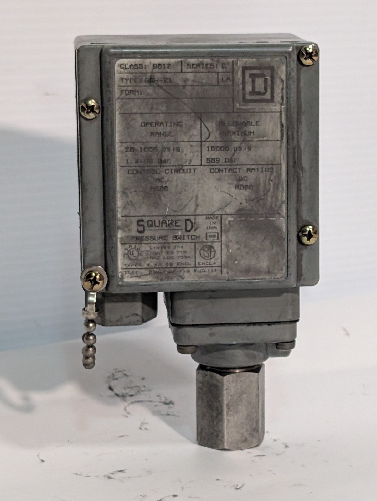 Square D 9012 GCW-21 Pressure Switch / Interrupter Series C 20-1000 psig