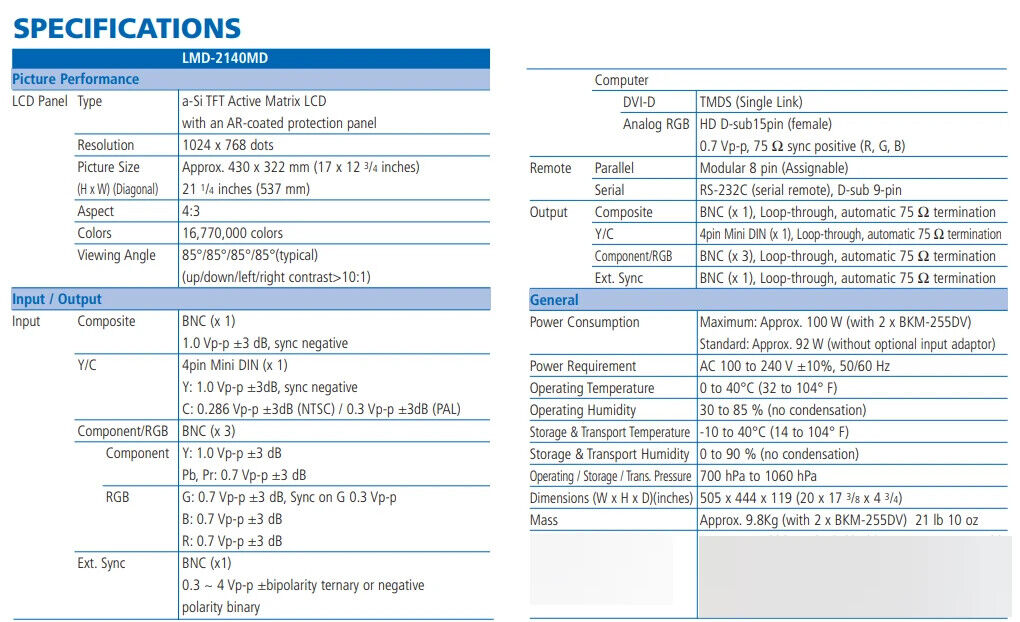 Sony LMD-2140MD 21" Medical Grade  Surgical LCD Monitor - Free Shipping