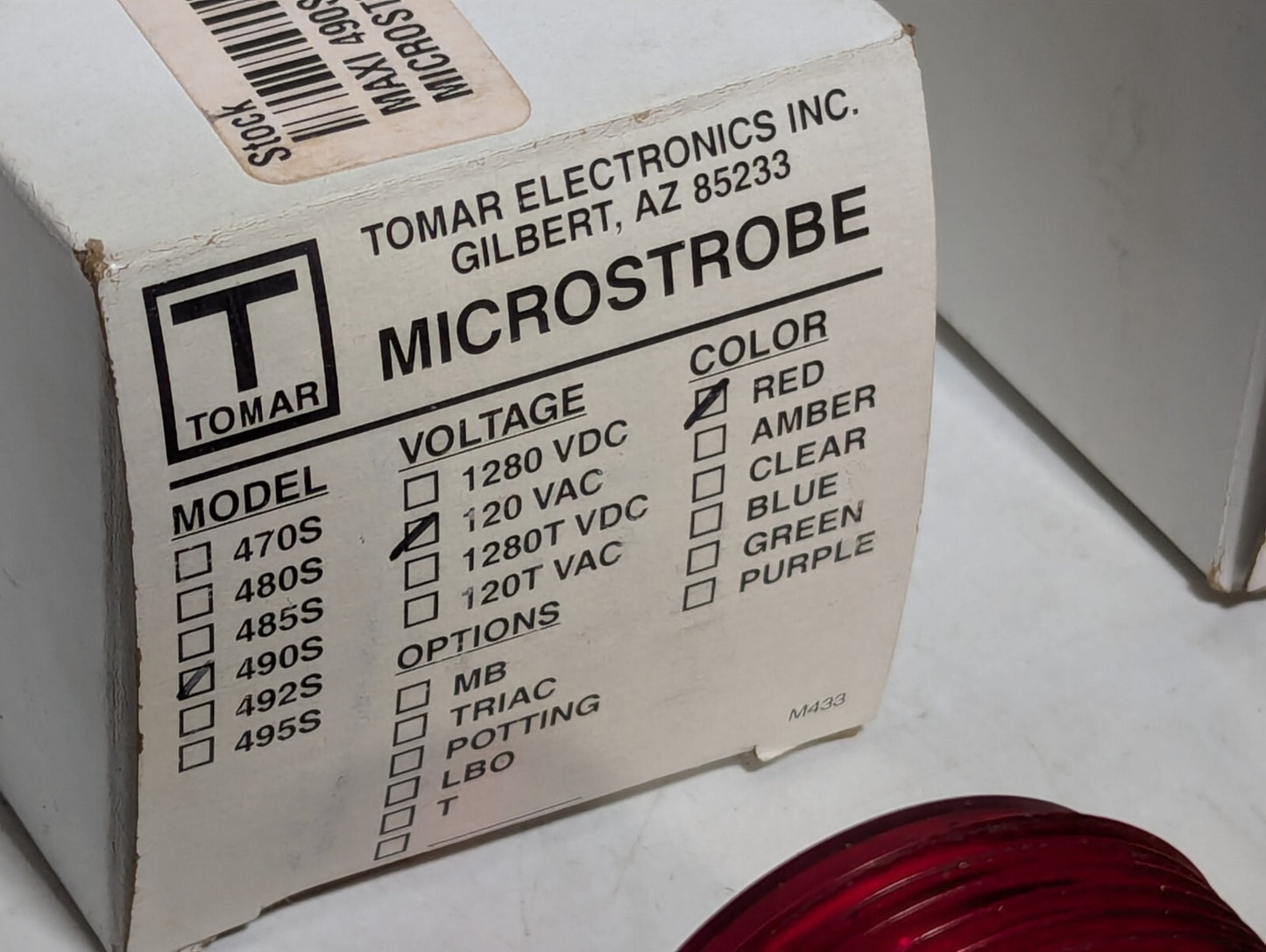 Tomar Electronics 490S Microstrobe Signal Light 120VAC Red, 1280VAC Amber