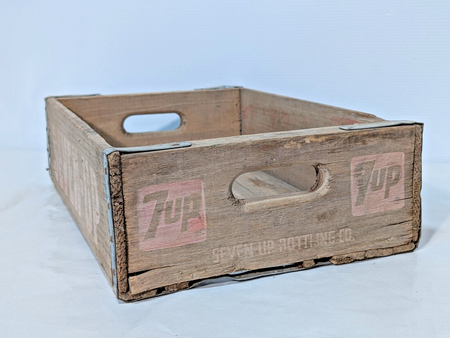 Vintage Antique Seven Up 7-UP Wooden Soda Pop Beverage Crate Box Fresh Up 1950s