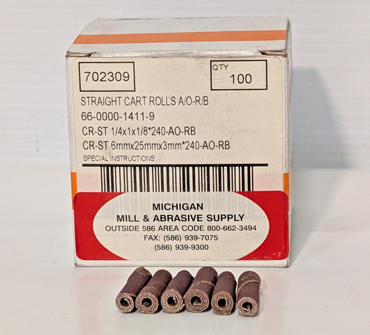 Standard Abrasives 702309 Straight Cartridge Rolls 1/4x1x1/8 240 Grit, 100 Count